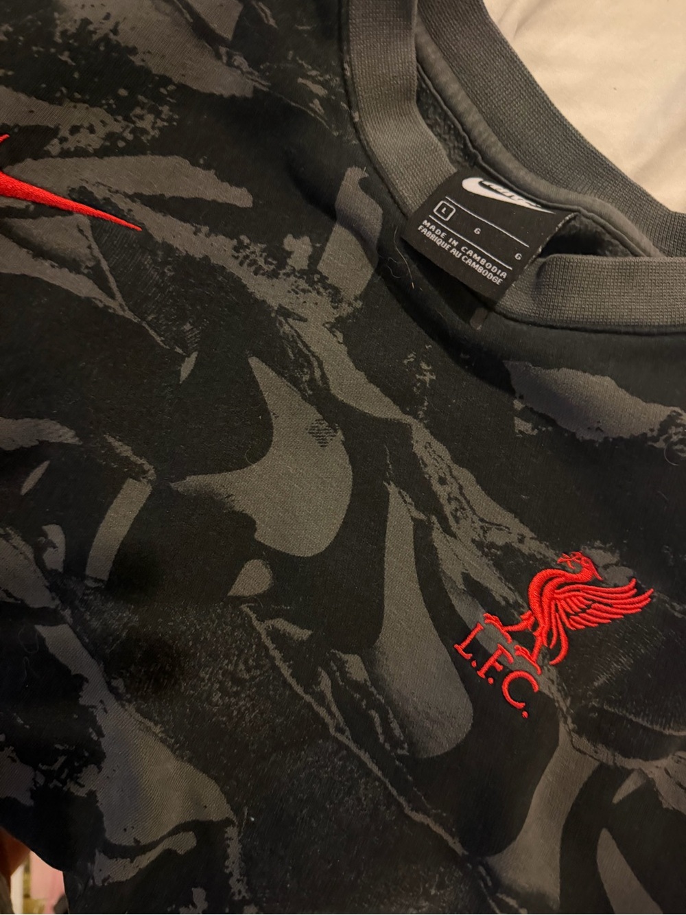 Nike Black & Gray Marbled Crewneck Sweatshirt with Red L.F.C. Crest